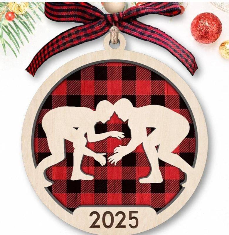 lot 31164 image: Wrestling Christmas Ornament - Wrestling Ornaments, Wrestler Ornaments for Christmas Tree - Sports Gifts for Men, Boys, Lovers, Wrestlers - Wrestlers Gifts - Wood Ornament 2025 2 Pack