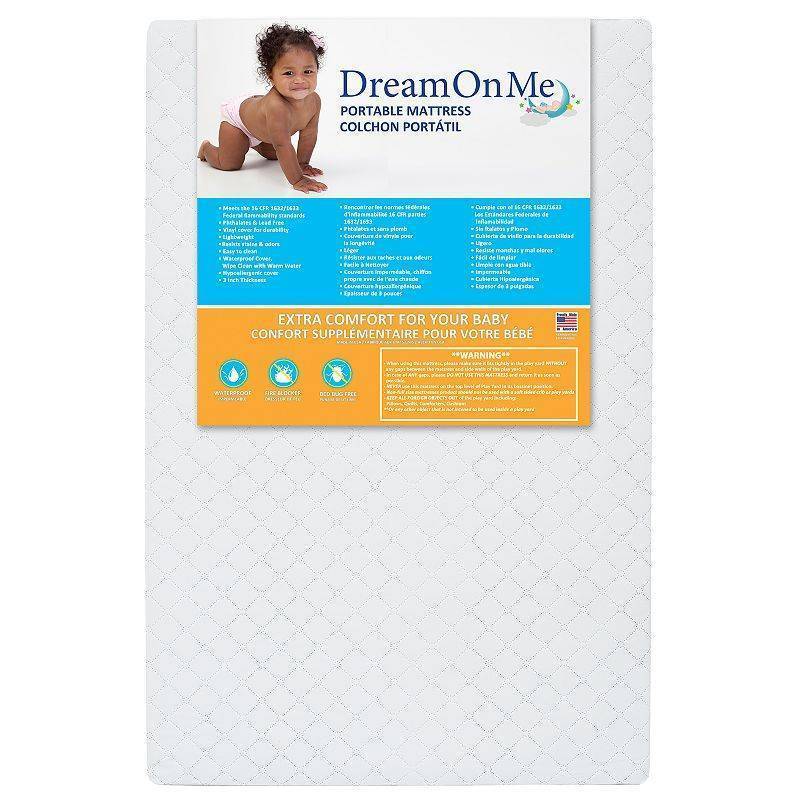 lot 21628 image: Dream on Me Holly 3 Mini  Portable Waterproof Fiber Crib Mattress -