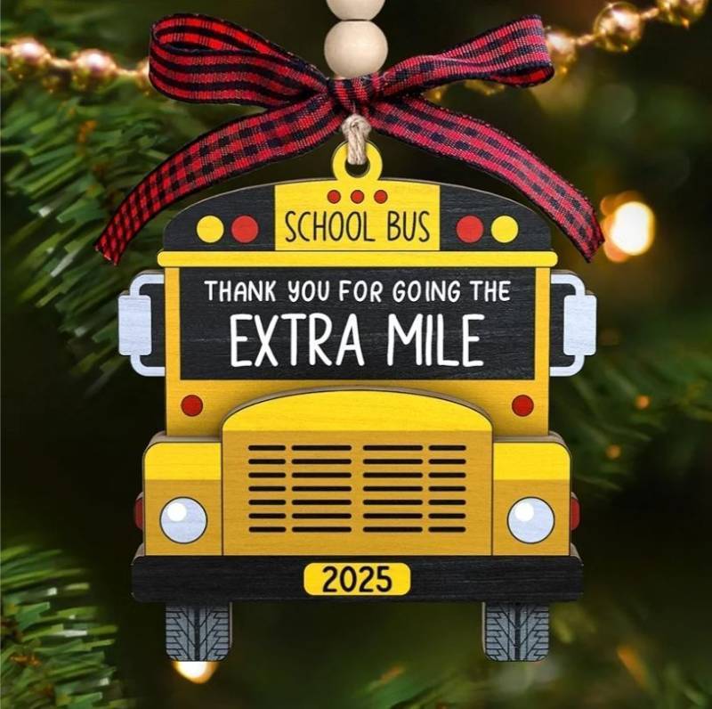lot 31194 image: Pawzity Bus Driver Appreciation Gifts - School Bus Ornament - Buses Driver Gifts - School Drivers Ornaments with Card - Thank You, Retirement, Appreciation Gift for Buses Drivers - Wood Ornament 2025 2 Pack