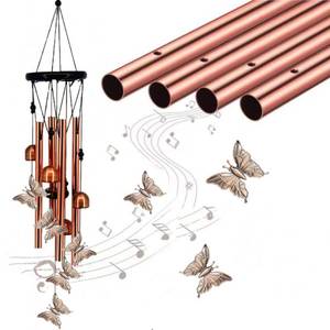 lot 685 image: Butterfly Wind Chimes Outdoor Clearance 32.2 Inches Butterfly Aluminum Tube Memorial Wind Chime