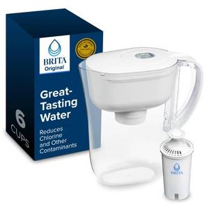 lot 693 image: Brita Metro Water Filter Pitcher with SmartLight Change Indicator, BPA-Free, Replaces 1,800 Plastic Water Bottles a Year, Lasts Two Months, Includes 1 Filter, Small - 6-Cup Capacity, White