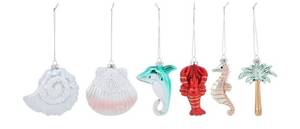 lot 697 image: Christmas Ornaments Tree Set- 6pcs Beautiful Handmade Christmas Ornaments Plastic Blown Ornaments 6PCS