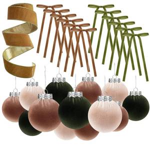 lot 702 image: 38 Pcs Christmas Velvet Ornaments Decor Kit 3.15