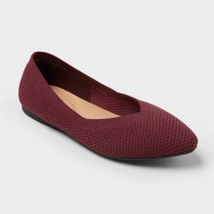 lot 2287 image: Womens Claire Knit Washable Flats - A New Day Burgundy 8.5