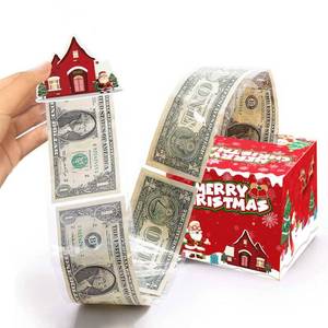 lot 7120 image: Christmas Money Box for Cash Gift Pull, 50Pcs Transparent Bags 5 Pack