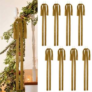 lot 7122 image: Velvet Christmas Bows 23.6x11.8 Inch Large Rustic Wreath Bows (Coffee-8pcs)