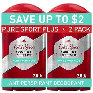 lot 9132 image: Old Spice Sweat Defense Invisible Solid  Antiperspirant Deodorant for Men Stick  Pure Sport Plus  2.6 oz (2 Pack)