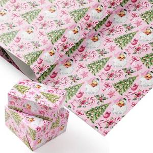 lot 9139 image: Pink Christmas Wrapping Paper 4028 Inch Jumbo Sheets, Non-Tear Bulk Gift Wrap 4 Pre-Cut Sheets