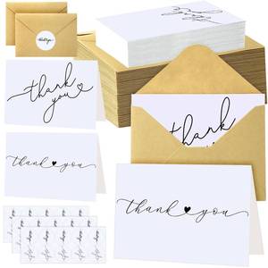 lot 9141 image: 30 Pack Thank You Cards with Envelopes and Stickers 3.5 x 5 Inch Blank Note Cards