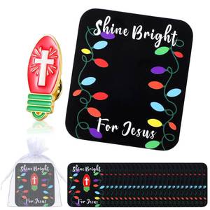 lot 9144 image: 24 Sets Christmas Lapel Pins on Cards Bulk Xmas Ball Pin