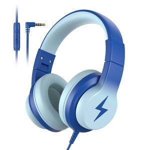 lot 9145 image: Candy Bila Kids Wired Headphones for Kids with Microphone, 8594dB Volume Limiter Headphones for Girls Boys, Light Blue WORKS