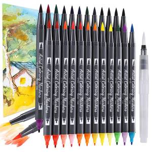 lot 9157 image: TOSHARE 24 Colors Blendable Watercolor Markers for Adults 2025 Professional Double Tip Paint Pens with 1 Water Brush Pen Water Based Coloring Pens Drawing Markers Set with Flexible Brush Tip CRACKED LIDS
