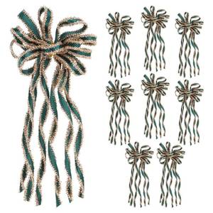 lot 31908 image: SY Super Bang 8 Pcs GreenGold Velvet Christmas Bows for Christmas Tree Decorations Door Wreath Garland Bow Ornaments, for Gift Wrapping Wedding Home Holiday Party Decor.