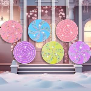 lot 31909 image: Gemscream 6 Pcs Christmas Candy Peppermint Ornaments, 7.87 Inch 3D Christmas Candy Ceiling Hanging Peppermint Ornaments for Outdoor Xmas Foam Lollipop Decor for Yard Ceiling Party(Pastel,Lovely)