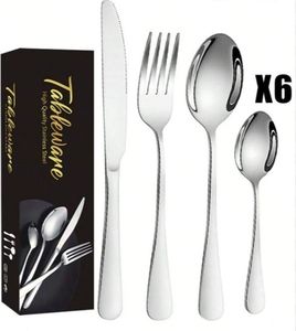 lot 31918 image: 24 Piece High Quality Stainless Steel Tableware Set 2 Pack