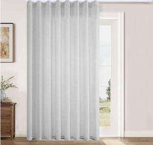 lot 31932 image: Curtainsart Faux Linen Semi Sheer Divider Curtain with Flexible Track, Extra Wide 1 Panel Light Filtering Privacy Curtain for Patio Sliding Glass Door or Room Divider, Living Room Bedroom, Natural, W100xL96&nbsp