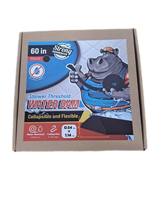 lot 31935 image: Shower Threshold Water Dam Barrier 60 - Black Collapsible Shower Water Blocker - Guard for Walk in Shower - Water Guard Stopper for Floor - Shower Door Water Blocker - Triangular - By Hippo Dam