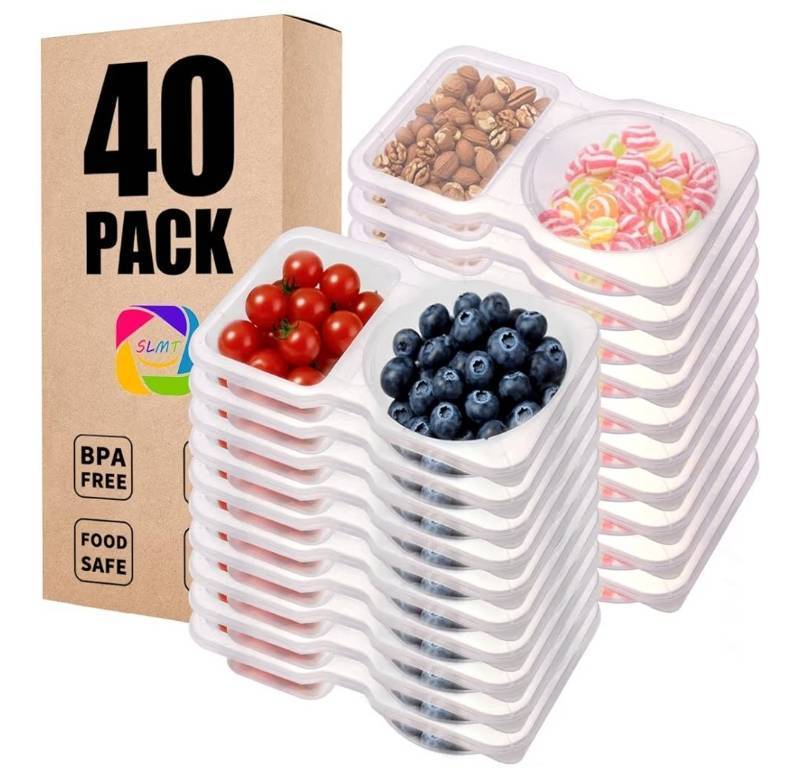 lot 23561 image: 40 Sets Reusable Snack Containers with Lids for Kids Double Compartment Snack Packs Container Mini Grab and Go Prep Containers Contenedores Para Snacks