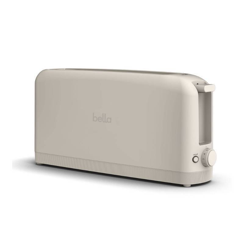 lot 31049 image: bella 2-Slice Slim Toaster Oatmilk Metal, 900W, Compact Beige Design, 2-Year Warranty, Spot Clean, 14.88 Width