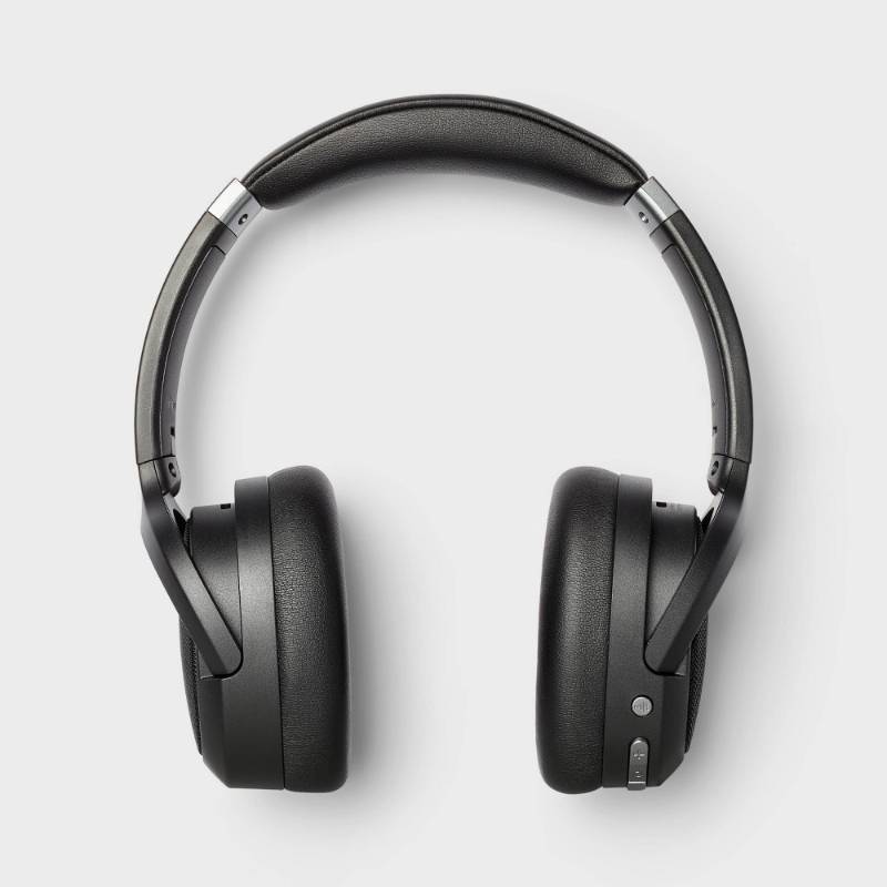 lot 1380 image: Active Noise Cancelling Bluetooth Wireless Over-Ear Headphones - heyday Black Built-In Mic, Detachable Cable - Retail $50