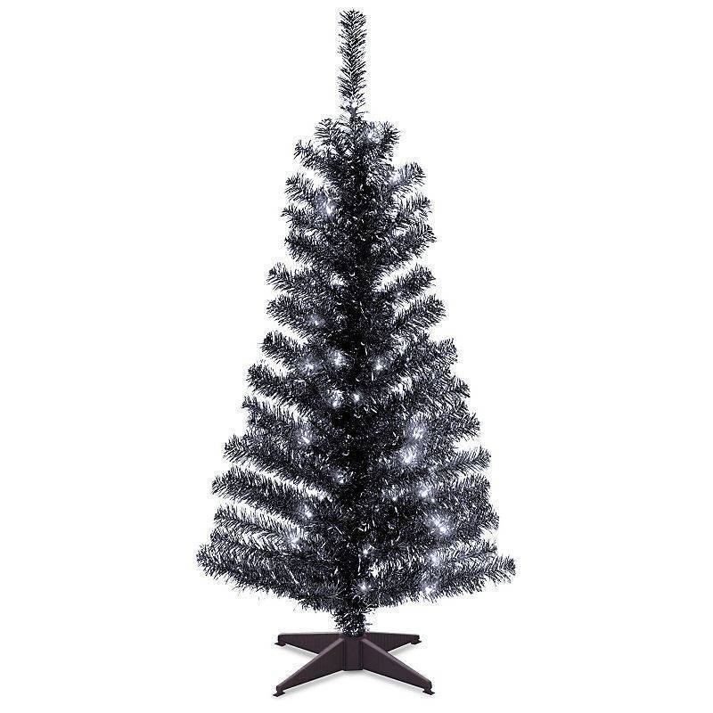 lot 21727 image: National Tree Company 4 ft Prelit Tinsel Tree