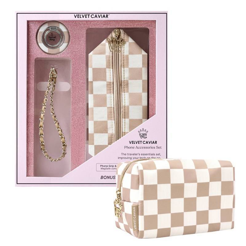lot 30642 image: VELVET CAVIAR Phone Accessories Set - Nude Vibe Check Cell Phone Charms - Retail $50