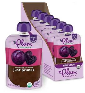 lot 759 image: Plum Organics Just Prunes, 4 Months - Organic Baby Food Pouches, 3.5 oz Pouch (Pack of 6) (2 Boxes) BEST BY FEBRUARY 05, 2026