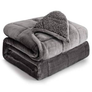 lot 767 image: Weighted Blanket 15 lbs Queen Size 60x80 inches, Flannel Shaggy Sherpa Weighted Blanket for Adults Comfortable Weighted Blankets for Calming and Relax, Bed Sofa Heavy Blankets, Grey - Retail $54