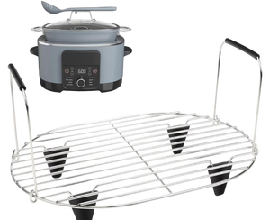 lot 787 image: Steam and Roast Rack with Stainless Steel Roasting Rack with Silicone-Protected Feet & Handles