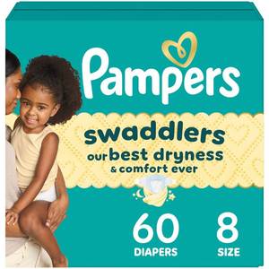 lot 792 image: Pampers Swaddlers Sensitive Disposable Diapers - Size 8 - 60ct