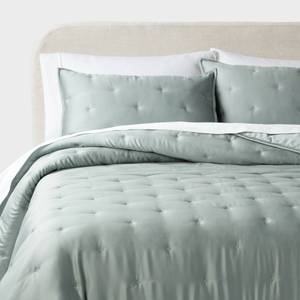 lot 799 image: 3pc King TENCEL Comforter and Sham Set Light Teal Green - Threshold- Retail $119