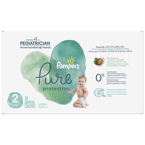 lot 800 image: Pampers Pure Protection Diapers Super Pack - Size 2 - 74ct