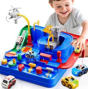 lot 810 image: Car Race Track for Kids Ages 3, Kids Car Toys for 3 Year Old Boys, Race Track for Toddlers 3, City with 3 Small Cars and Helicopter, Educational Birthday Gifts