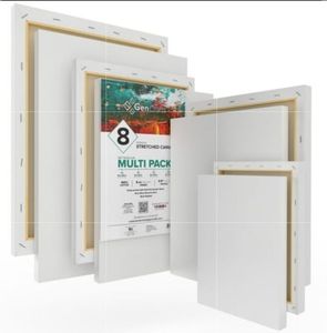 lot 2318 image: Pack of 2 GenCrafts Assorted Stretched Canvas (8 Pack)  Rectangular for Acrylic  Oil  Other Wet or Dry Medium - Artist Grade