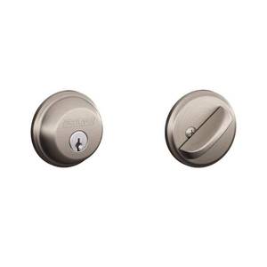 lot 2322 image: Schlage B60N 619 Single Cylinder Satin Nickel Deadbolt