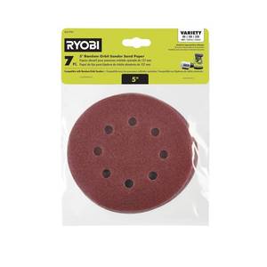 lot 2323 image: 7-Piece 5 in. Random Orbit Sand Paper Assortment Set - 80, 120, and 220 Grit