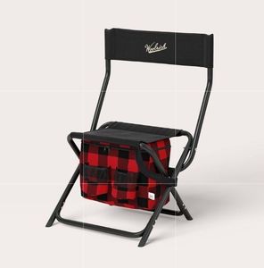 lot 2340 image: Pack of 2 ,Buffalo Check Outdoor Foldable Chair with Cooler RedBlack - Woolrich x Target - Retail $80