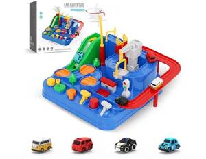 lot 4011 image: Car Adventure Toy for 3 Year Old Boys  Race Track Car Toy  Toddler City Rescue Toy with Helicopter Theme  Promotes Fine Motor Skills  Christmas Birthday Gift for Kids Ages 3-5