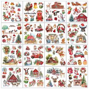 lot 7143 image: Christmas Transfers Furniture Crafts Stickers - 16 Sheets 5.7 x 5.7 Inch