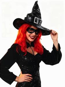 lot 7150 image: Black Wide Brim Witch Hat -Costume Accessory