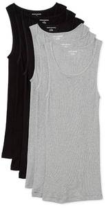 lot 9160 image: Amazon Essentials Mens Lightweight Tank Undershirts, Pack of 6, BlackGrey Heather, Medium