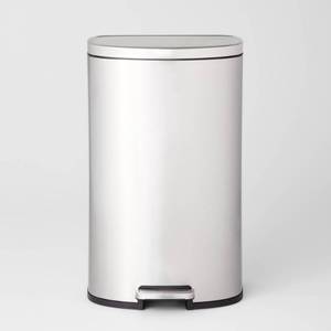 lot 15038 image: 45L D Shape Step Trash Can - Brightroom Stainless Steel, 13 Gallon, Kitchen Garbage Can, Smooth Finish, Indoor Use - Retail $60