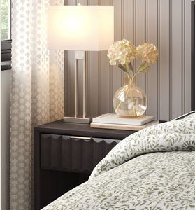 lot 16657 image: PACK OF 2-Window Pane Table Lamp with USB Nickel - Threshold Modern Metal Body, Linen Cylinder Shade, ETL Listed
