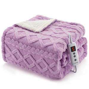 lot 31972 image: Heated Throw Blanket - Thick Tufted Sherpa Electric Blanket Throw with 10 Heating Levels and 10 Time Settings, ETL Certified Machine Washable Fast Heating Blanket Throw 50 60, Purple