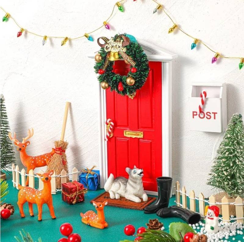 lot 23552 image: 22 Pcs Christmas Elf Fairy Doors Decorations Miniature Enchanted Fairy Door Kit