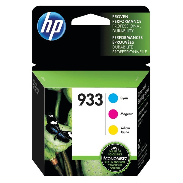 lot 23872 image: HP 933 3-pack CyanMagentaYellow Original Ink Cartridges  Per cartridge 330 - Retail $50