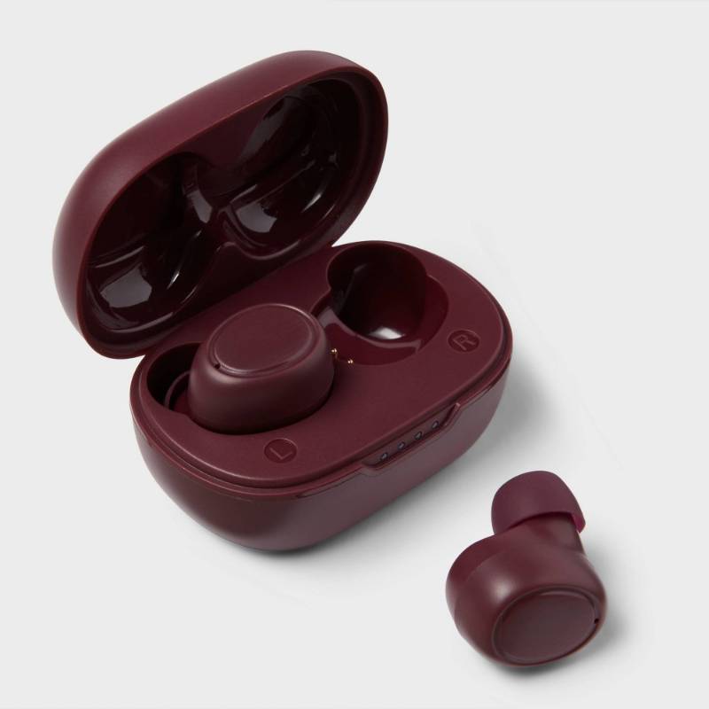 lot 23882 image: True Wireless Bluetooth Sweat Resistant Earbuds - heyday Dark Cherry USB-C, 20 Hour Charge