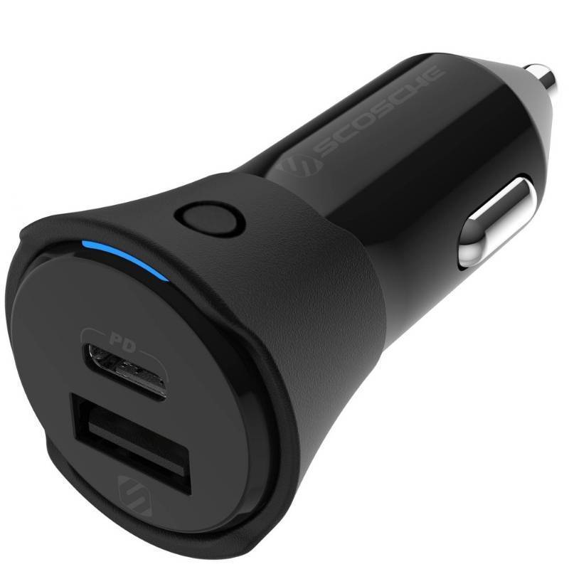 lot 23897 image: Scosche 32W USB-C  USB-A Car Charging and Item Locator for Android and Apple Find My