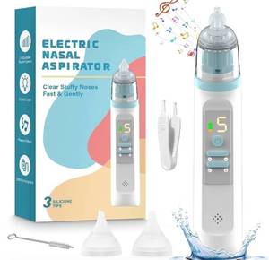 lot 822 image: Electric Nasal Aspirator for Baby - Nose Aspirator for Toddlers, Nose Sucker with 3 Silicone Tips, 5 Adjustable Suction Levels, Music and Light Soothing Function - Baby Snot Sucker WORKS