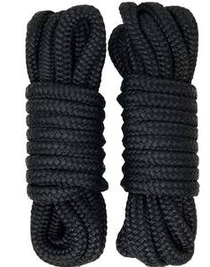 lot 826 image: Rainier Supply Co - 2 Pack 25 x 12 Double Braided Nylon Dock Lines - Black